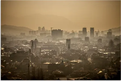 Produktbild von MuchoWow® Poster Skyline über der Stadt Sarajevo Bosnien und Herzegowina 90x60 cm - Schlafzimmer