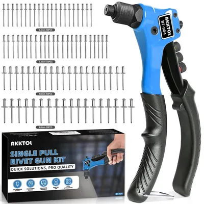 Immagine prodotto di Set professionale per l'applicazione di rivetti ciechi, composto da 200 rivetti – utensile manuale per l'installazione di rivetti ciechi