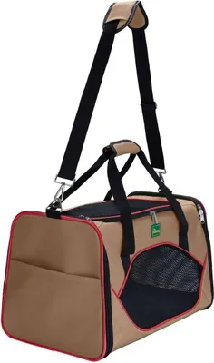 Produktbild von Faltbare Tragetasche für Hunde und Katzen 50 x 30 x 30 cm beige/rot Katzenbox