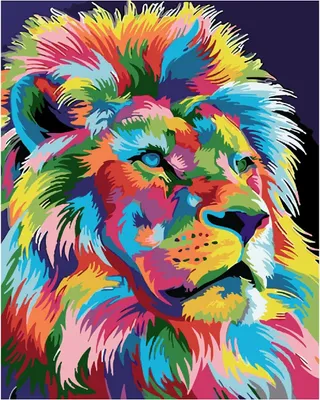 Produktbild von Malen nach Zahlen: Bunter Löwe, 50X40 Cm, mit Rahmen, kreatives Motiv