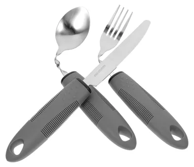 Produktbild von Ergonomisches Besteck aus Edelstahl mit rutschfesten Griffen für Senioren und Menschen mit Handzittern