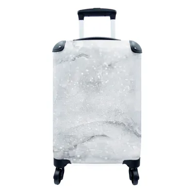 Produktbild von MuchoWow® Koffer Handgepäck Trolley Rollkoffer Kleine Reisekoffer mit 4 Rollen - Marmor - Glitter - Grau - Cabin Size < 55x40x23 cm & 55x40x20 cm - Fotokoffer - Kabinenkoffer - Boardgepäck - Reise-Box - Reisekoffer - Reisegepäck - Koffer mit Bild - Trolley für Kinder