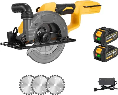 Image de Scie circulaire, moteur sans balais, angle de coupe réglable, 2 batteries