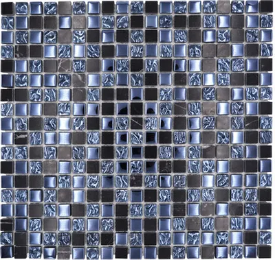 Produktbild von Glasmosaik mit Naturstein XCM M860 30,5x32,5 cm schwarz