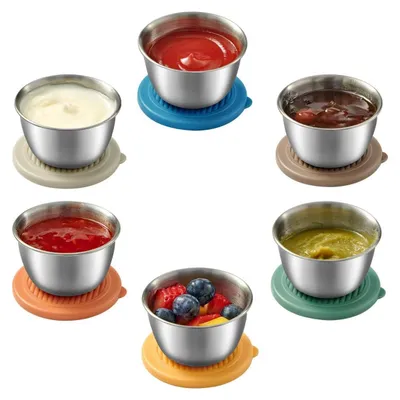 Produktbild von 50-ml-Salatdressingbehälter mit Deckel, 6er-Packung, auslaufsichere Dip-Saucenbecher, Saucenbehälter für Mittagessen, kleine Behälter für Salatdressing, Snacks, passt in die Bento-Box