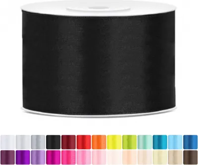 Produktbild von Satinband 50mm Schwarz - 25 Meter Rolle Geschenk- & Schleifenband