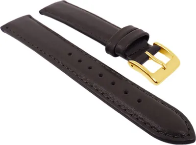 Produktbild von Uhrenarmband Seidenkalb Leder Dunkelbraun Herzog 26710G, Stegbreite:16mm
