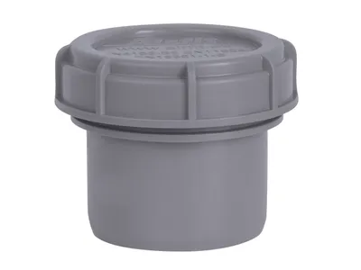 A gray plastic end cap with a screw-on cap.