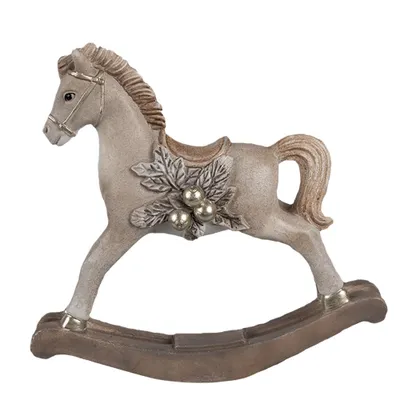 Produktbild von Clayre & Eef Dekorationsfigur Schaukelpferd 17x5x16 cm Beige Polyresin