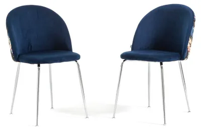 Produktbild von Set 2 gepolsterte Esszimmerstühle aus dekoriertem Samt, Metallbeine, elegantes Design für Küche, Esszimmer, Bar und Restaurants SARA - Flamingo/Silber