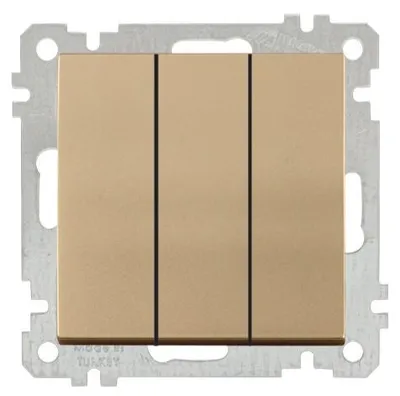 Produktbild von 3-fach Schalter Gold Optik – Unterputz IP20 für Innen – CANDELA
