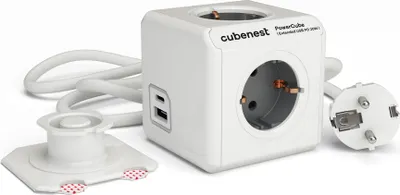 Produktbild von PowerCube Extended USB PD 20W USB-A+C grau, 4x Steckdose, 1,5 m Kabel, Erdung, Überspannungsschutz, max 16A/250V 2500W - F type schuko
