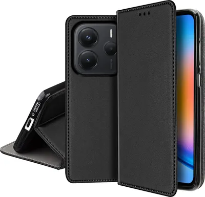 Zdjęcie produktu dla ETUI SKÓRZANE do XIAOMI REDMI NOTE 14 5G MAGNETYCZNE BOOK CASE TOKRA SZKŁO