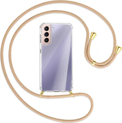 Produktbild von Handykette Backcover-Schutzhülle mit Band (Metall goldfarben) für Samsung Galaxy S21 5G - beige