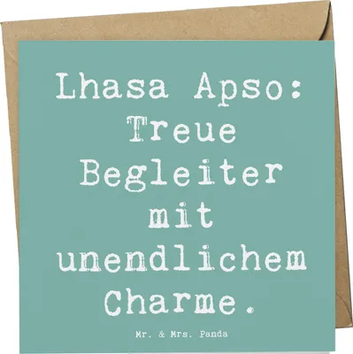 Produktbild von Mr. & Mrs. Panda Grußkarte Spruch Lhasa Apso Treue Begleiter - Meeresbrise - Geschenk, freundlich, Hunderasse, Hund mit Charakter, anlasskarte, Klappkarte, faltkarte