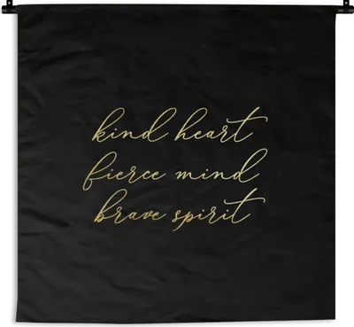 Produktbild von MuchoWow® Wandteppich Wandbehang Zitate - Sprichwörter - Gold - Schwarz 150x150 cm Tapisserie Dekoration Wandtuch - Wohnaccessoires - Modernes