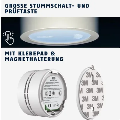 Produktbild von ABUS Rauchwarnmelder PREFIRATM SMART, Weiß, 70 mm, 44 mm, 108 g, 64 mm, 78 mm