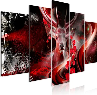 Produktbild von Leinwandbilder 200x100 cm g-C-0354-b-m Vlies Leinwandbild 5 tlg Kunstdruck modern Wandbilder XXL Wanddekoration Design Wand Bild ABSRTAKT HIRSCH