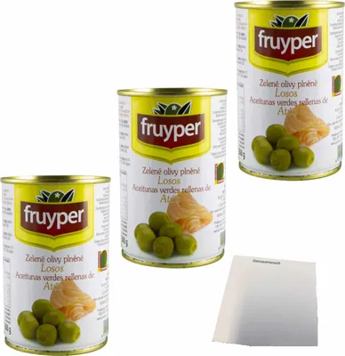 Produktbild von FRUYPER - Oliven mit Lachs 3er Pack (3x130g Dose) + usy Block