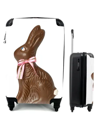 Produktbild von MuchoWow® Koffer Handgepäck Trolley Rollkoffer Kleine Reisekoffer mit 4 Rollen - Schokoladenosterhase mit Schleife - Cabin Size < 55x40x23 cm & 55x40x20 cm - Fotokoffer - Kabinenkoffer - Boardgepäck - Reise-Box - Reisekoffer - Reisegepäck - Koffer mit Bild - Trolley für Kinder