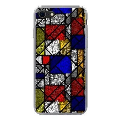 Produktbild von MuchoWow® Handyhülle Schutzhülle Hülle für iPhone 8 Mondrian - Glasmalerei - Alte Meister - Kunstwerk - Abstrakt - Malerei Silikon Softcase Handy Hülle - Schutzhaube