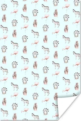 Produktbild von MuchoWow® Poster Tiere - Muster - Pastell 120x180 cm - Kunstposter