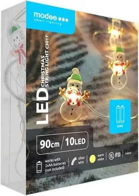 Obrázok produktu pre Modee Lighting LED dekorácia 10 LED 90cm snehuliak 2xAA batérie