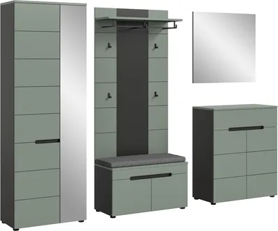 Image de Canu ensemble d'armoires de rangement C1 incl. coussin vert poussiéreux, gris foncé.