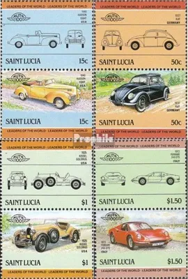 Produktbild von Briefmarken St. Lucia 1985 Mi 740-747 Paare (kompl.Ausg.) postfrisch Autos