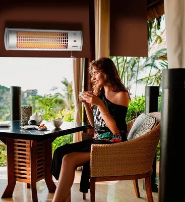 Immagine prodotto di Currentgoodz - Riscaldatore da parete - Stufa elettrica - Stufa elettrica a infrarossi - Per interni - Per esterni - 1200 W - Kit di installazione incluso