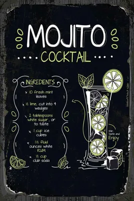Produktbild von vianmo Holzschild 30x20 cm Mojito Cocktail Recipe
