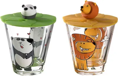 Produktbild von Leonardo BAMBINI 2er Set Kinderbecher mit Deckel 'Löwe' & 'Panda'