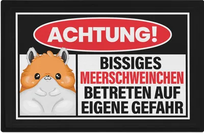 Produktbild von Trendation - Achtung Bissiges Meerschweinchen Fußmatte Geschenk Meerschweinchen Mama Spruch 60x40 cm Lustig