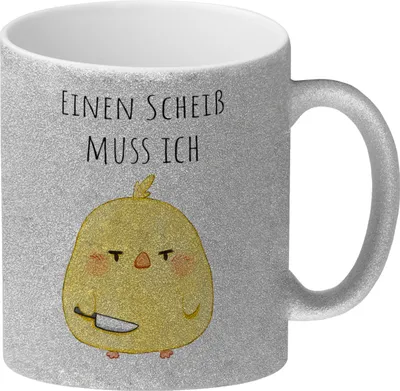 Produktbild von Küken Glitzer-Kaffeebecher mit Spruch Einen Scheiß muss ich