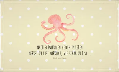 Produktbild von Mr. & Mrs. Panda Handtuch Tintenfisch - Gelb Pastell - Geschenk, Wasser, Flauschtuch, Lustige Sprüche, Krake, baumwolle, Händehandtuch, 100x50, Frotteehandtuch, Ozean