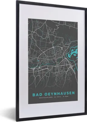 Produktbild von MuchoWow® Gerahmtes Poster Deutschland - Blau - Bad Oeynhausen - Stadtplan - Karte 40x60 cm - Poster mit Schwarzem Bilderrahmen Wandposter Rahmen Foto Bilder - Poster in Rahmen