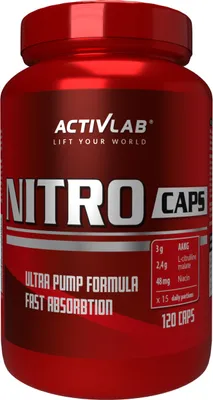 Produktbild von Activlab Nitro Caps 120 Kapseln, Arginin, Citrullinmalat, Citrullin, Niacin, Regeneration