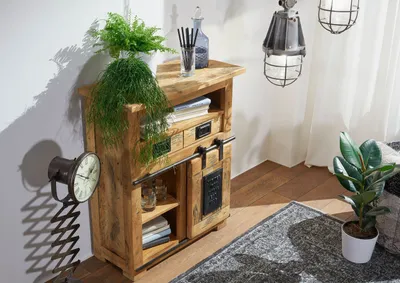 Produktbild von MASSIVMOEBEL24 Kommode Mango 75x36x90 natur lackiert RAILWAY #152