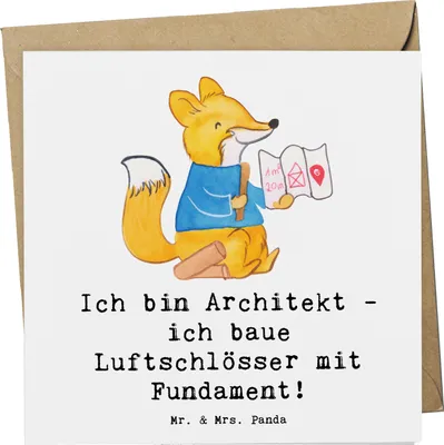 Produktbild von Mr. & Mrs. Panda Grußkarte Architekt Luftschlösser - Weiß - Geschenk, Berufsgestaltung, Architektur, Berufspassion, Beruf, Gebäudegestalter, doppelkarte, faltkarte