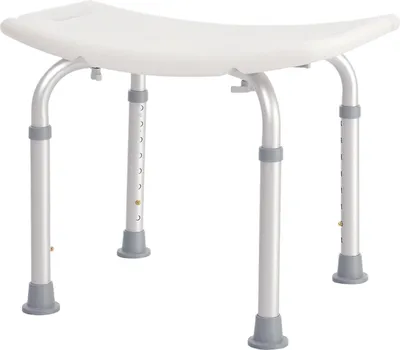 Image de HOMCOM Siège de Douche réglable en Hauteur Tabouret de Douche Ergonomique Pieds antidérapants Charge Max. 136 Kg alu HDPE Blanc