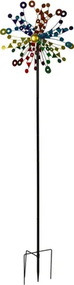 Produktbild von Windspiel Metall Formen Bunt Gartenstecker 180 cm Windrad