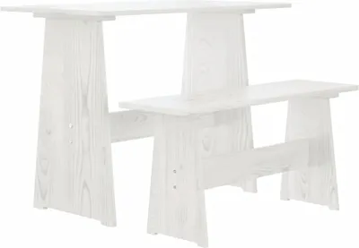 Produktbild von Esstisch mit Bank REINE Weiß Massivholz Kiefer