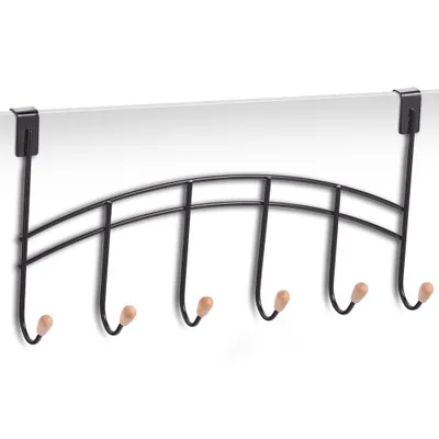 Zdjęcie produktu dla Wieszak na drzwi Zeller, metal/bambus, 41x21 cm, czarny