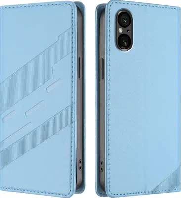 Produktbild von Hülle für Sony Xperia 5 VI, Kunstleder Brieftaschen Handyhülle mit Kartenfach und Standfunktion Hellblau