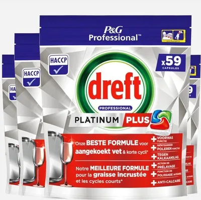 Image de Pastilles lave-vaisselle Dreft Platinum Plus Regular Tout-en-un - 236 pastilles (4 x 59) - Format économique