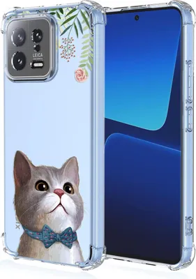 Obrázek produktu pro Průhledné Silikonové Pouzdro Pro Xiaomi 13 6,36"" Kočka S Motýlkem, Roztomilé Rostliny