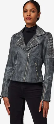 Produktbild von Damen Lederjacke Bikerjacke Ricano STUDD – Grau / XL