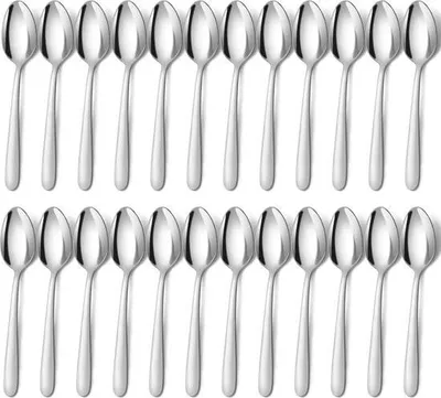 Produktbild von 24-teiliges Suppenlöffel-Set, 20,4 cm, Edelstahl, hochglanzpoliert, spülmaschinenfest, silberfarben, für Zuhause, Küche oder Restaurant