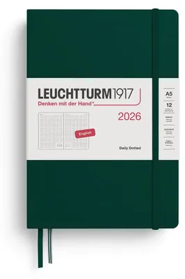 Produktbild von LEUCHTTURM1917 372783 Tageskalender Dotted Medium (A5) 2026, Forest Green, Engli