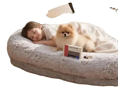 Obrázek produktu pro Postel pro psy, rozměry 132 x 86 x 24 cm, ortopedická paměťová pěna, lze prát v pračce, boční kapsa, madlo